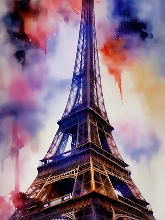 Eiffel Tower pencil drawing. AI generated illustrationの素材