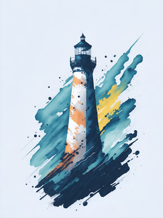 Lighthouse paint. Ai generated illustrationの素材