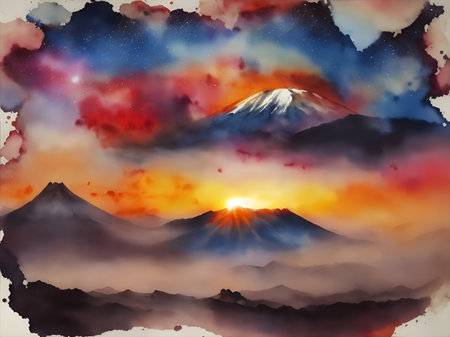 Kilimanjaro mountain landscape. AI generated illustrationの素材