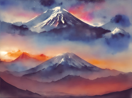 Kilimanjaro mountain landscape. AI generated illustrationの素材