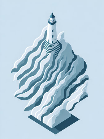 Cartoon Lighthouse. Ai generated illustrationの素材
