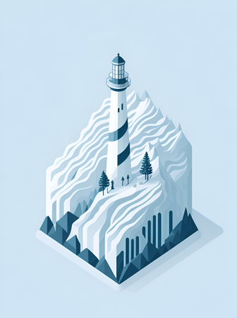Cartoon Lighthouse. Ai generated illustrationの素材