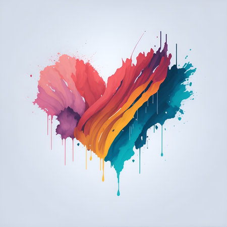 Cartoon watercolor splash heart shape. AI generated illustrationの素材