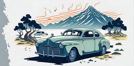 Beautiful car illustration. AI generated illustrationの素材