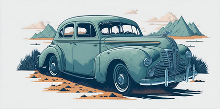Beautiful car illustration. AI generated illustrationの素材