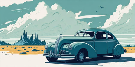 Beautiful car illustration. AI generated illustrationの素材