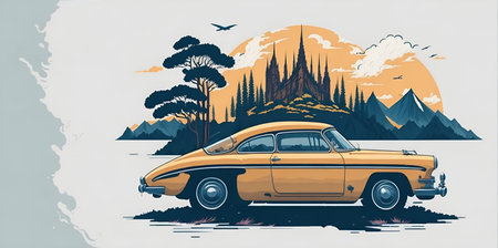 Beautiful car illustration. AI generated illustrationの素材
