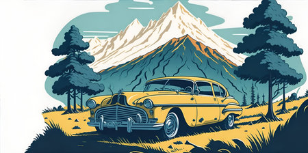 Beautiful car illustration. AI generated illustrationの素材