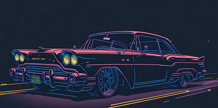 Beautiful car illustration. AI generated illustrationの素材
