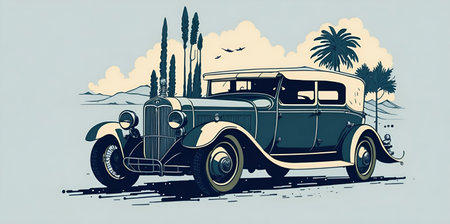 Beautiful car illustration. AI generated illustrationの素材