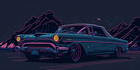 Beautiful car illustration. AI generated illustrationの素材