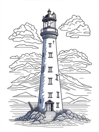 Lighthouse. AI generated illustrationの素材