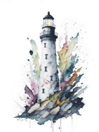 Lighthouse. AI generated illustrationの素材