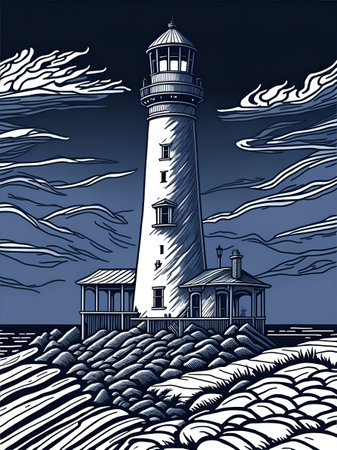 Lighthouse. AI generated illustrationの素材