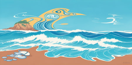 Pacific coast landscape. AI generated illustrationの素材