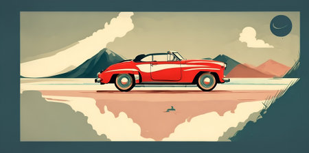 Beautiful car illustration. AI generated illustrationの素材