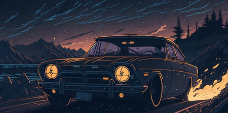 Beautiful car illustration. AI generated illustrationの素材
