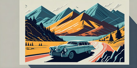 Beautiful car illustration. AI generated illustrationの素材