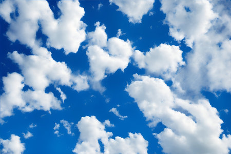 Blue sky with clouds. AI generated illustrationの素材