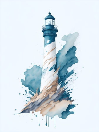 Lighthouse. AI generated illustrationの素材