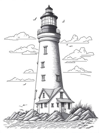 Lighthouse. AI generated illustrationの素材