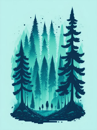 Magic forest. AI generated illustrationの素材