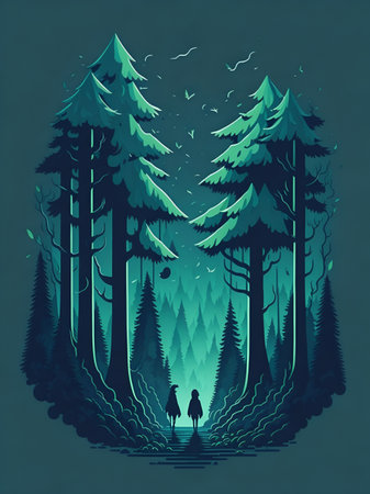 Magic forest. AI generated illustrationの素材