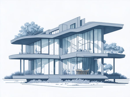 Ecofriendly house. AI generated illustrationの素材