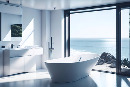 Modern bathroom concept. AI generated illustrationの素材