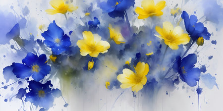 Spring flowers cartoon. AI generated illustrationの素材