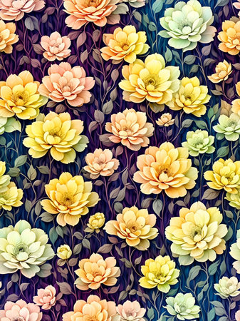 Spring flowers cartoon. AI generated illustrationの素材
