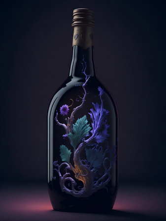 Whimsical flower in the bottle. AI generated illustrationの素材