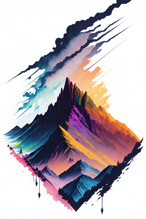 Mountains peak. AI generated illustrationの素材