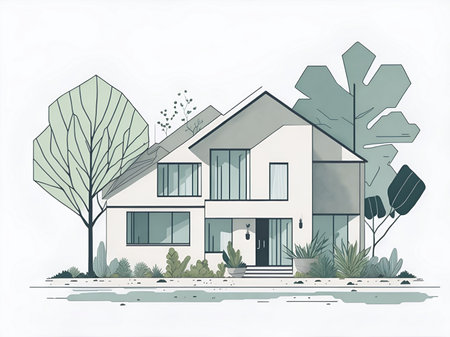 Eco friendly modern house. AI generated illustrationの素材