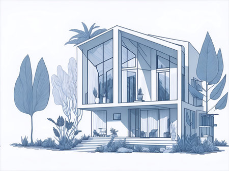 Eco friendly modern house. AI generated illustrationの素材