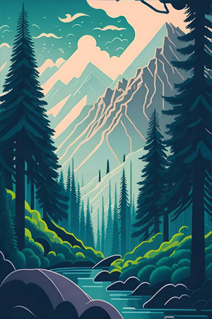 Magic forest. AI generated illustrationの素材