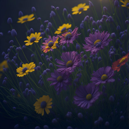 Alps flowers. AI generated illustrationの素材