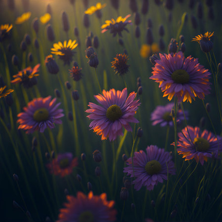 Alps flowers. AI generated illustrationの素材