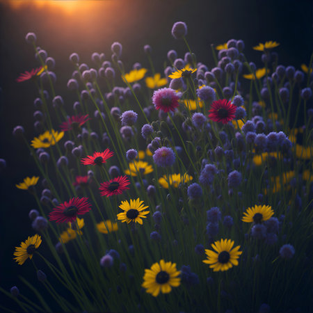 Alps flowers. AI generated illustrationの素材