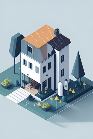 Modern house cartoon. AI generated illustrationの素材