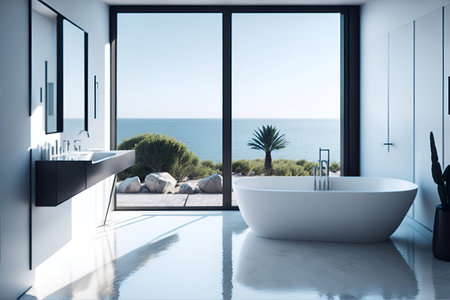 Modern bathroom concept. AI generated illustrationの素材