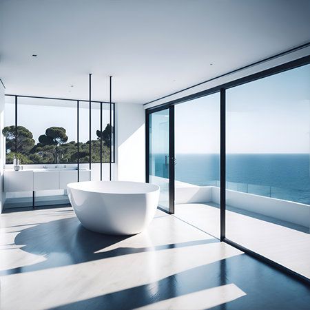 Modern bathroom concept. AI generated illustrationの素材