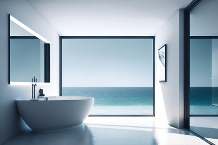 Modern bathroom concept. AI generated illustrationの素材