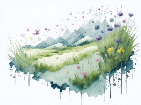 Spring flowers. AI generated illustrationの素材