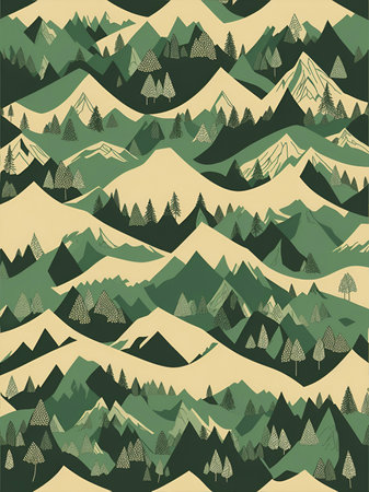 Mountains landscape. AI generated illustrationの素材