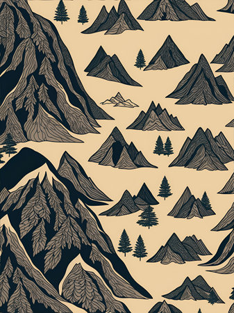 Mountains landscape. AI generated illustrationの素材