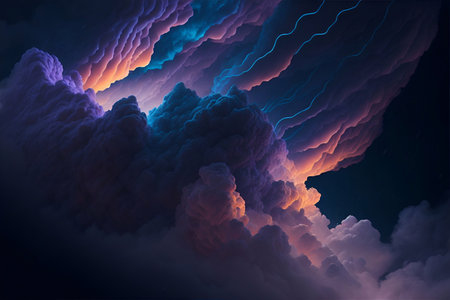Heavenly colorful clouds. AI generated illustrationの素材