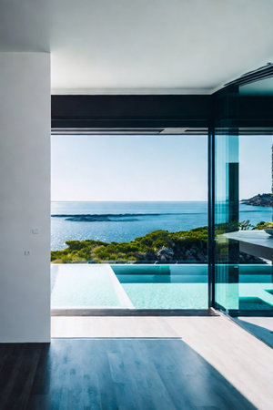 Modern minimalist style villa concept. AI generated illustrationの素材