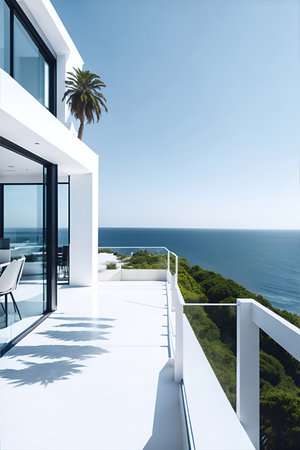 Modern minimalist style villa concept. AI generated illustrationの素材