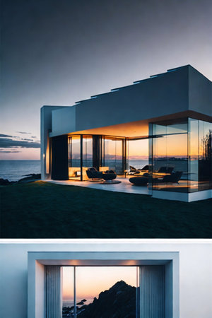 Modern minimalist style villa concept. AI generated illustrationの素材